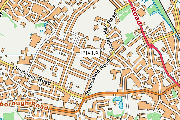 IP14 1JX map - OS VectorMap District (Ordnance Survey)