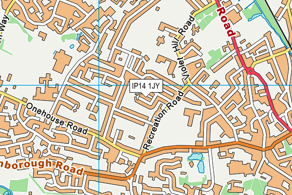IP14 1JY map - OS VectorMap District (Ordnance Survey)