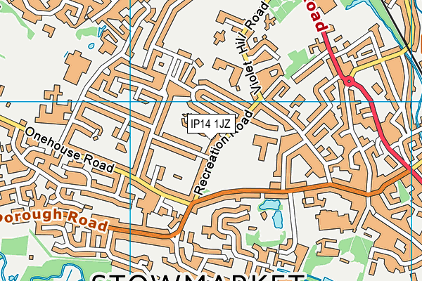 IP14 1JZ map - OS VectorMap District (Ordnance Survey)