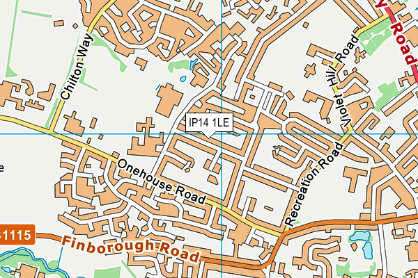 IP14 1LE map - OS VectorMap District (Ordnance Survey)