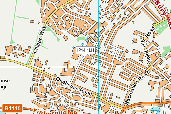 IP14 1LH map - OS VectorMap District (Ordnance Survey)