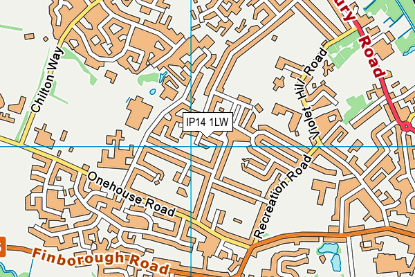 IP14 1LW map - OS VectorMap District (Ordnance Survey)