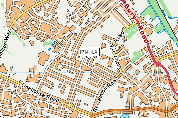 IP14 1LX map - OS VectorMap District (Ordnance Survey)