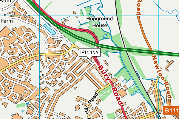 IP14 1NA map - OS VectorMap District (Ordnance Survey)