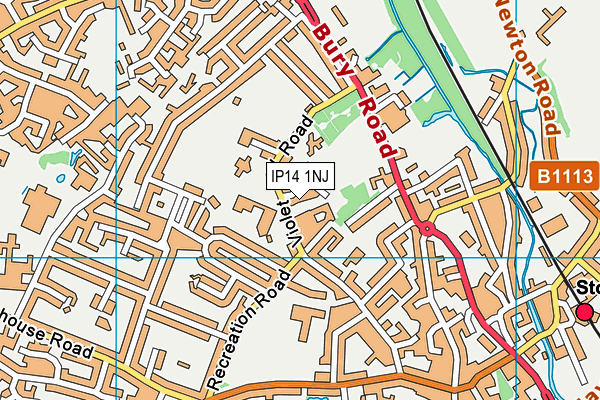 IP14 1NJ map - OS VectorMap District (Ordnance Survey)