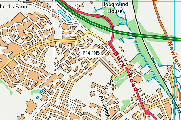 IP14 1NS map - OS VectorMap District (Ordnance Survey)