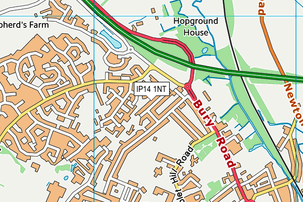 IP14 1NT map - OS VectorMap District (Ordnance Survey)