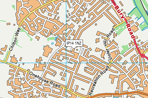 IP14 1NZ map - OS VectorMap District (Ordnance Survey)