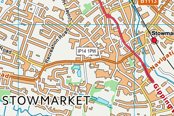 IP14 1PW map - OS VectorMap District (Ordnance Survey)