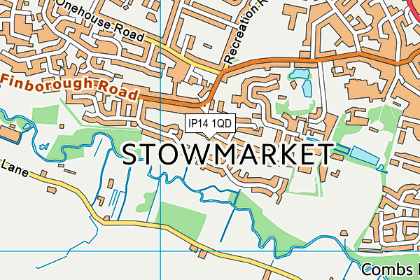 IP14 1QD map - OS VectorMap District (Ordnance Survey)