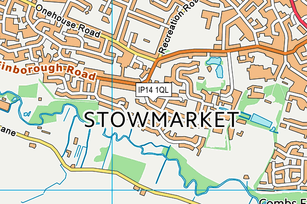 IP14 1QL map - OS VectorMap District (Ordnance Survey)