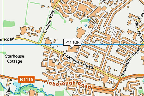 IP14 1QR map - OS VectorMap District (Ordnance Survey)