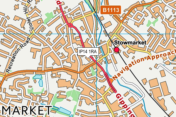 Puregym (Stowmarket) map (IP14 1RA) - OS VectorMap District (Ordnance Survey)
