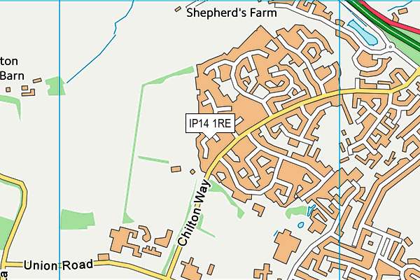 IP14 1RE map - OS VectorMap District (Ordnance Survey)
