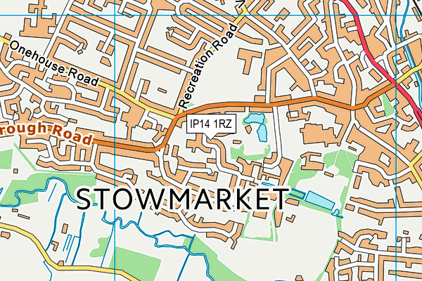 IP14 1RZ map - OS VectorMap District (Ordnance Survey)