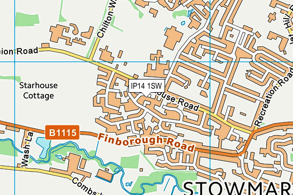 IP14 1SW map - OS VectorMap District (Ordnance Survey)