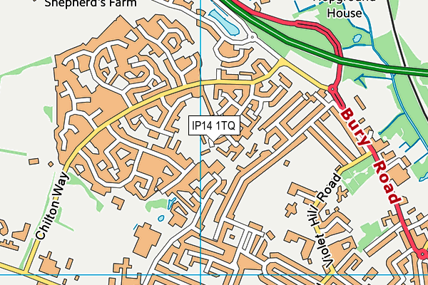 IP14 1TQ map - OS VectorMap District (Ordnance Survey)