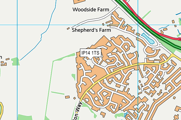 IP14 1TS map - OS VectorMap District (Ordnance Survey)
