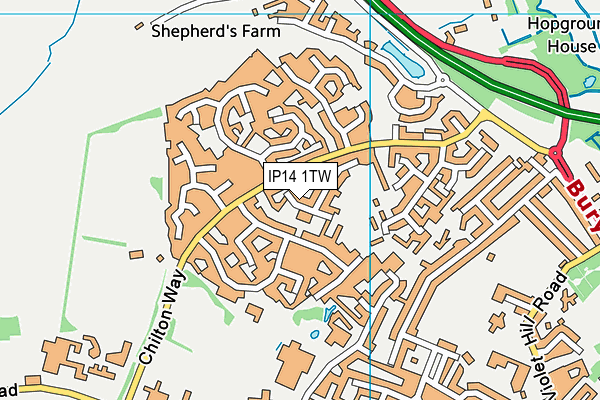 IP14 1TW map - OS VectorMap District (Ordnance Survey)