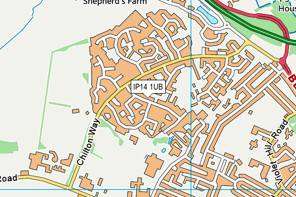 IP14 1UB map - OS VectorMap District (Ordnance Survey)