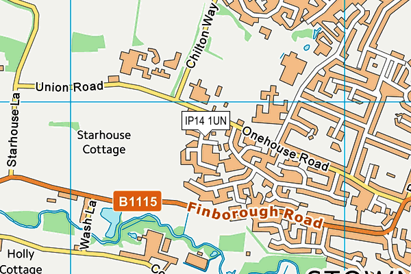 IP14 1UN map - OS VectorMap District (Ordnance Survey)