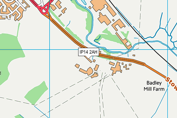 IP14 2AH map - OS VectorMap District (Ordnance Survey)