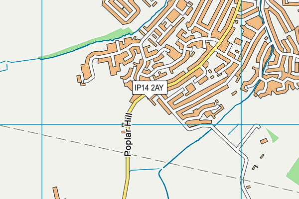 IP14 2AY map - OS VectorMap District (Ordnance Survey)