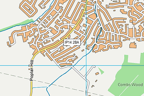 IP14 2BA map - OS VectorMap District (Ordnance Survey)