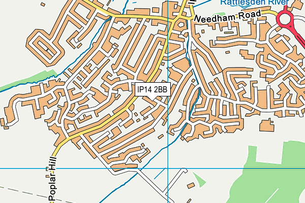 IP14 2BB map - OS VectorMap District (Ordnance Survey)
