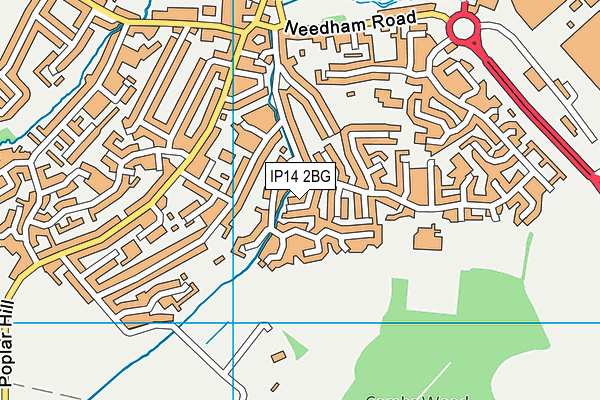 IP14 2BG map - OS VectorMap District (Ordnance Survey)