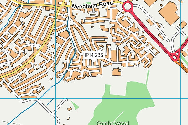 IP14 2BS map - OS VectorMap District (Ordnance Survey)