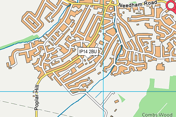 IP14 2BU map - OS VectorMap District (Ordnance Survey)