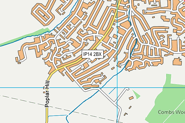 IP14 2BX map - OS VectorMap District (Ordnance Survey)