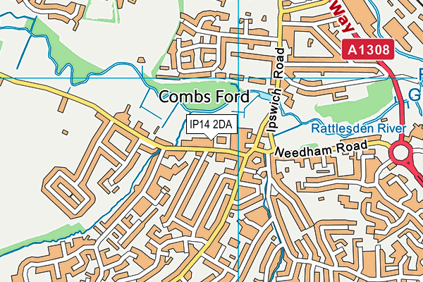 IP14 2DA map - OS VectorMap District (Ordnance Survey)