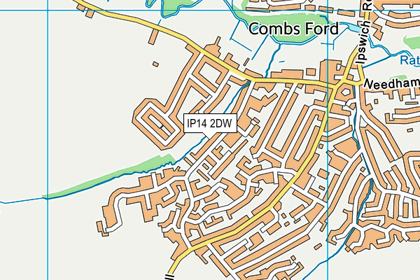 IP14 2DW map - OS VectorMap District (Ordnance Survey)