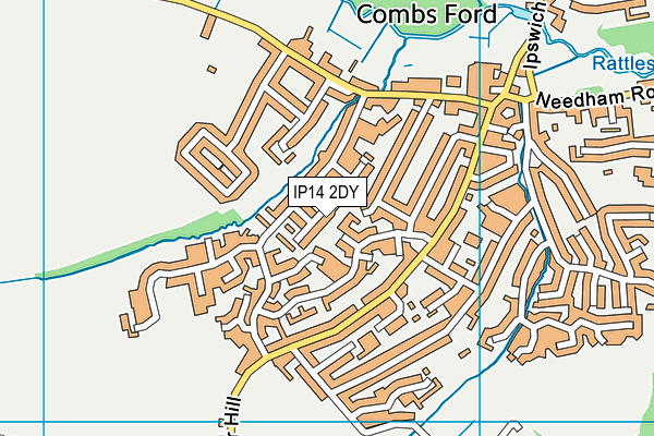 IP14 2DY map - OS VectorMap District (Ordnance Survey)