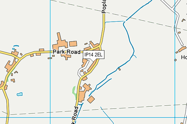 IP14 2EL map - OS VectorMap District (Ordnance Survey)