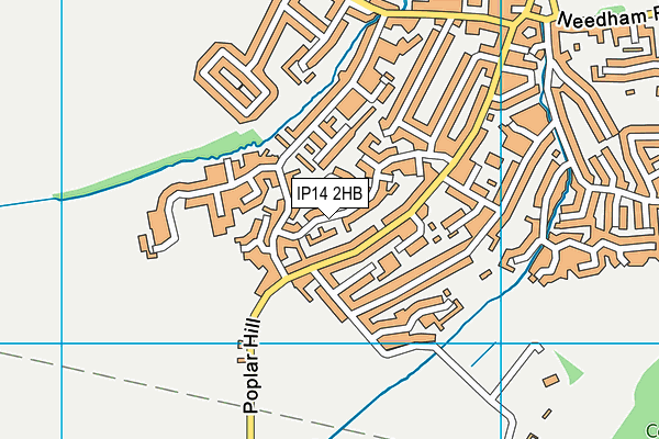IP14 2HB map - OS VectorMap District (Ordnance Survey)