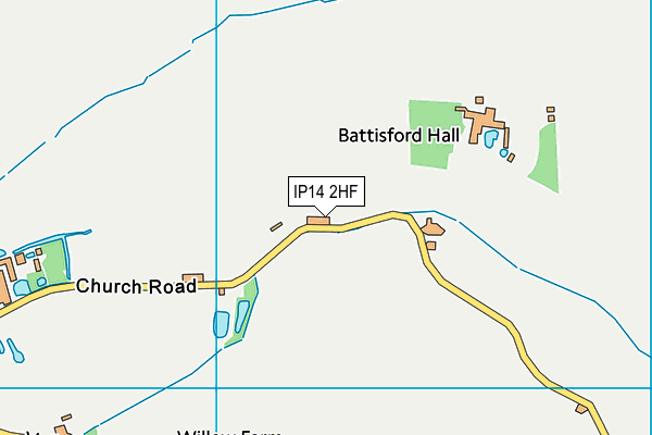 IP14 2HF map - OS VectorMap District (Ordnance Survey)