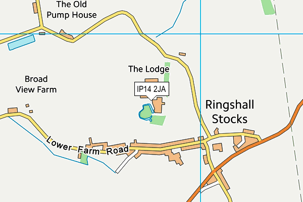 IP14 2JA map - OS VectorMap District (Ordnance Survey)