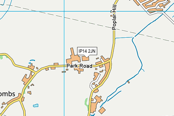 IP14 2JN map - OS VectorMap District (Ordnance Survey)