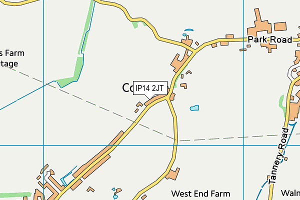 IP14 2JT map - OS VectorMap District (Ordnance Survey)