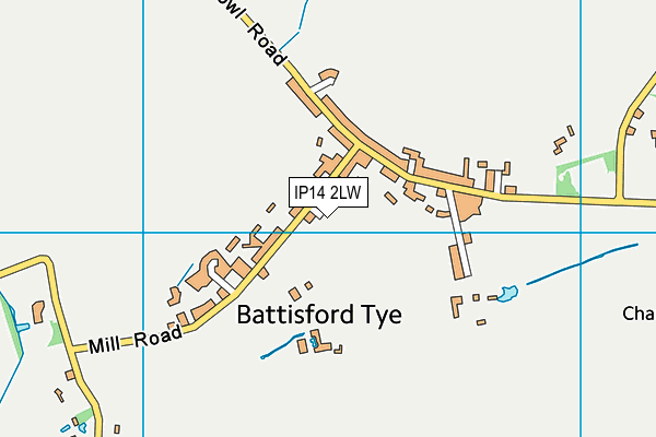 IP14 2LW map - OS VectorMap District (Ordnance Survey)