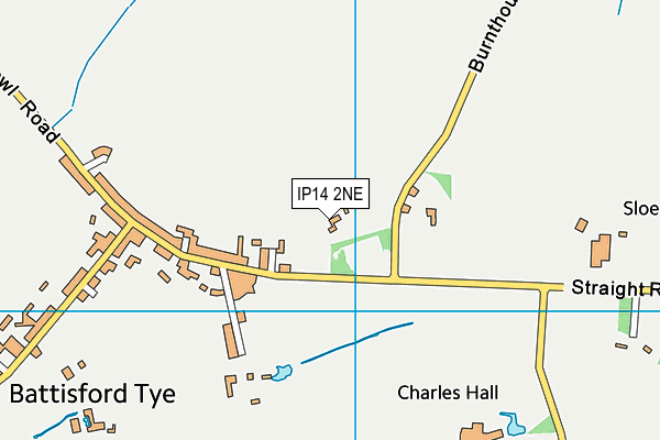 IP14 2NE map - OS VectorMap District (Ordnance Survey)