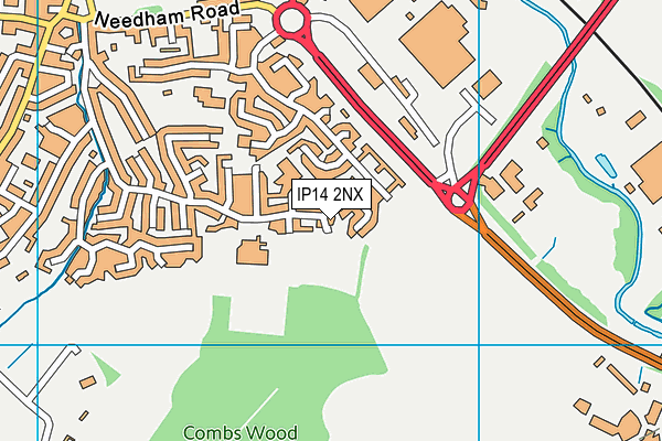 IP14 2NX map - OS VectorMap District (Ordnance Survey)