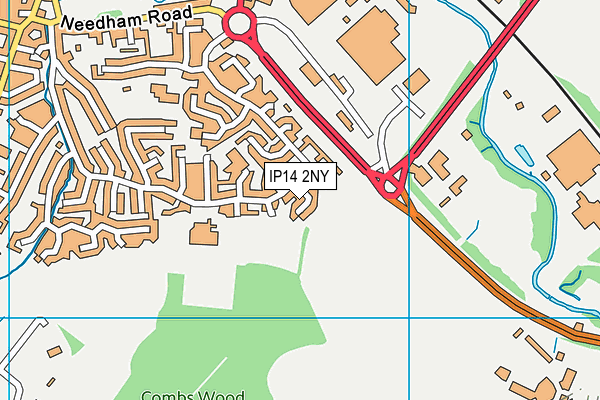 IP14 2NY map - OS VectorMap District (Ordnance Survey)