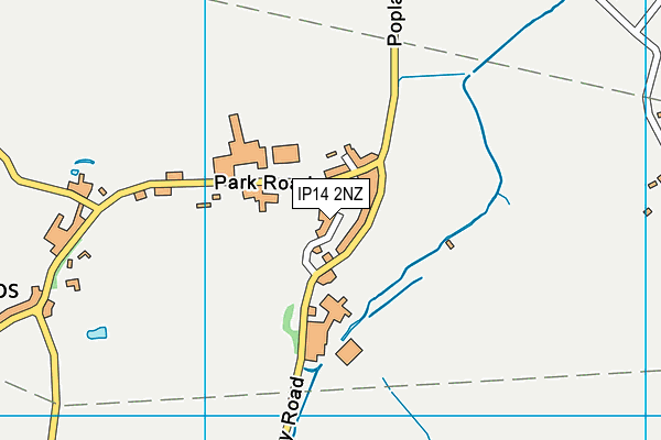 IP14 2NZ map - OS VectorMap District (Ordnance Survey)