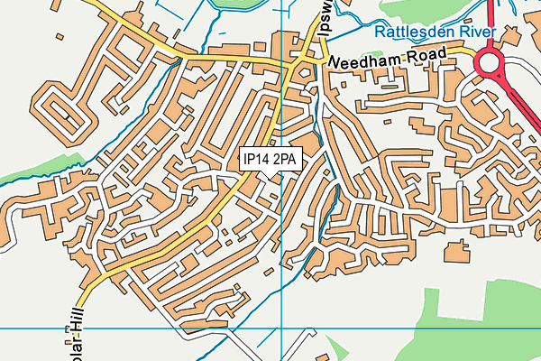 IP14 2PA map - OS VectorMap District (Ordnance Survey)