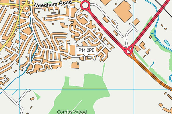 IP14 2PE map - OS VectorMap District (Ordnance Survey)