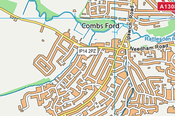 IP14 2PZ map - OS VectorMap District (Ordnance Survey)